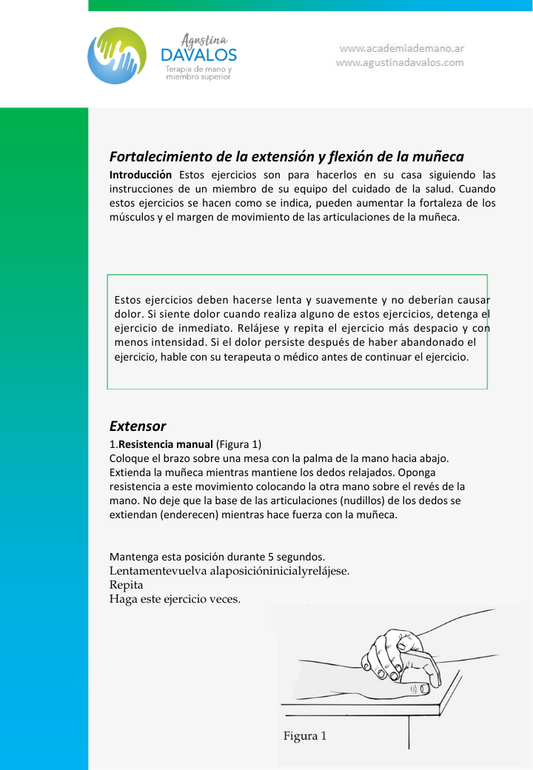Protocolo de Extensión y fortalecimiento de la muñeca